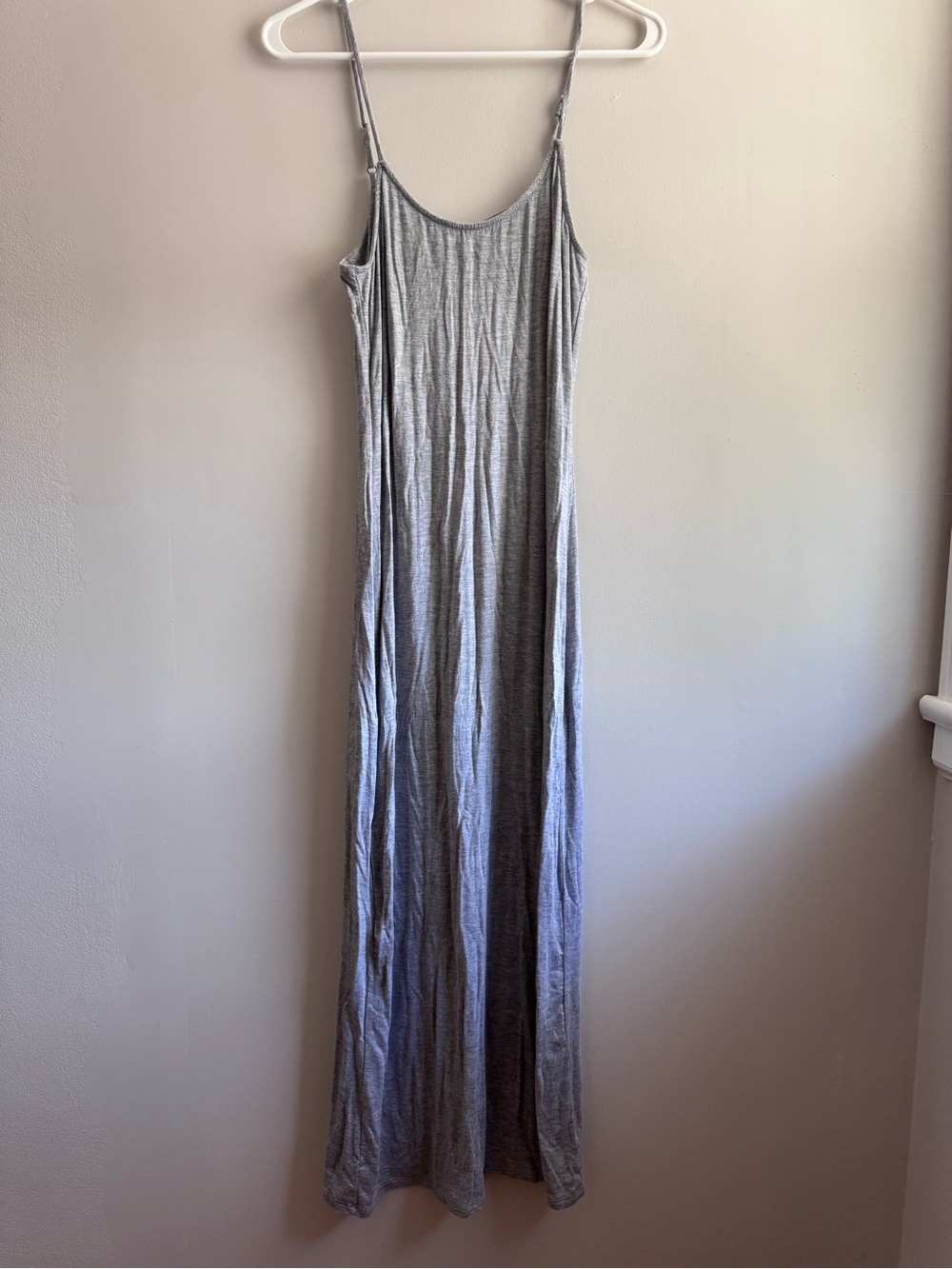Women's Grey Spaghetti-Strap Maxi Dress W Lace Up Back